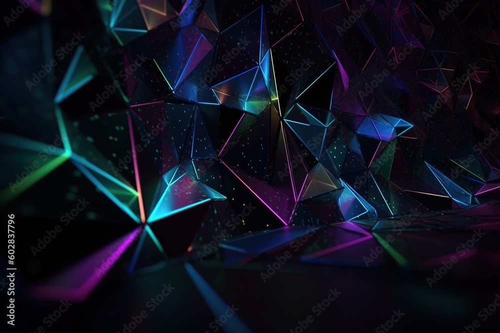 Digital abstract background, geometry shapes with neon lighting, generated by Ai Digital abstract background, geometry shapes with neon lighting, generated by Ai