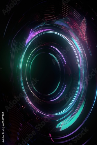 Holographic portal. Digital background, generated by Ai