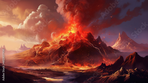 Volcano eruption, stunning photorealistic art