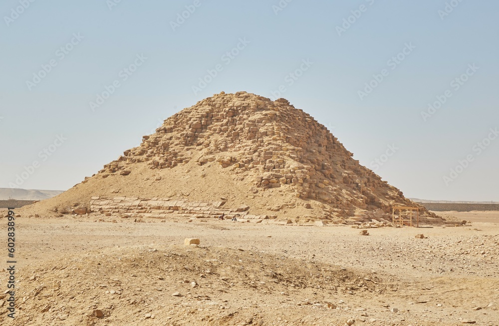 The unique Bent Pyramid of Dahshur, Egypt, built by the Pharaoh Sneferu of the Old Kingdom's 4th Dynasty