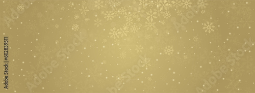 Golg Snowflake Vector Panoramic Gold Background. photo
