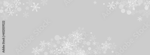 Silver Snowflake Vector Panoramic Grey