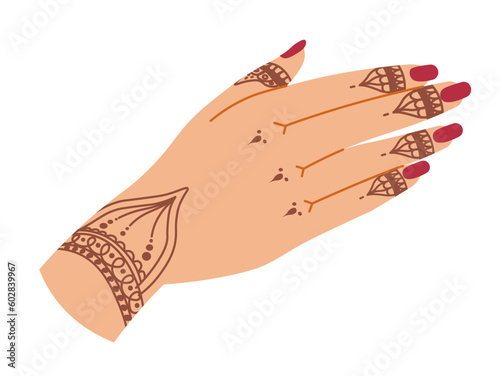 Hand with henna design, marriage symbol women