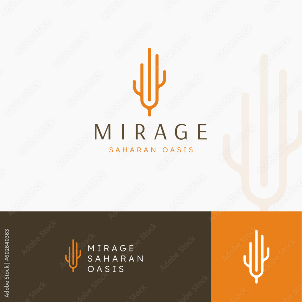 Obraz premium cactus desert outline logo design
