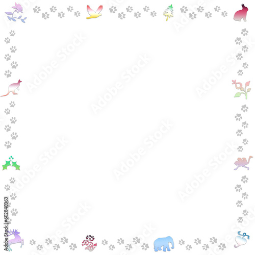 Wallpaper Mural frame with flowers and animals wildlife Torontodigital.ca