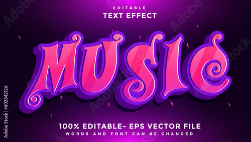 3d Minimal Word Music Editable Text Effect Design Template, Effect Saved In Graphic Style