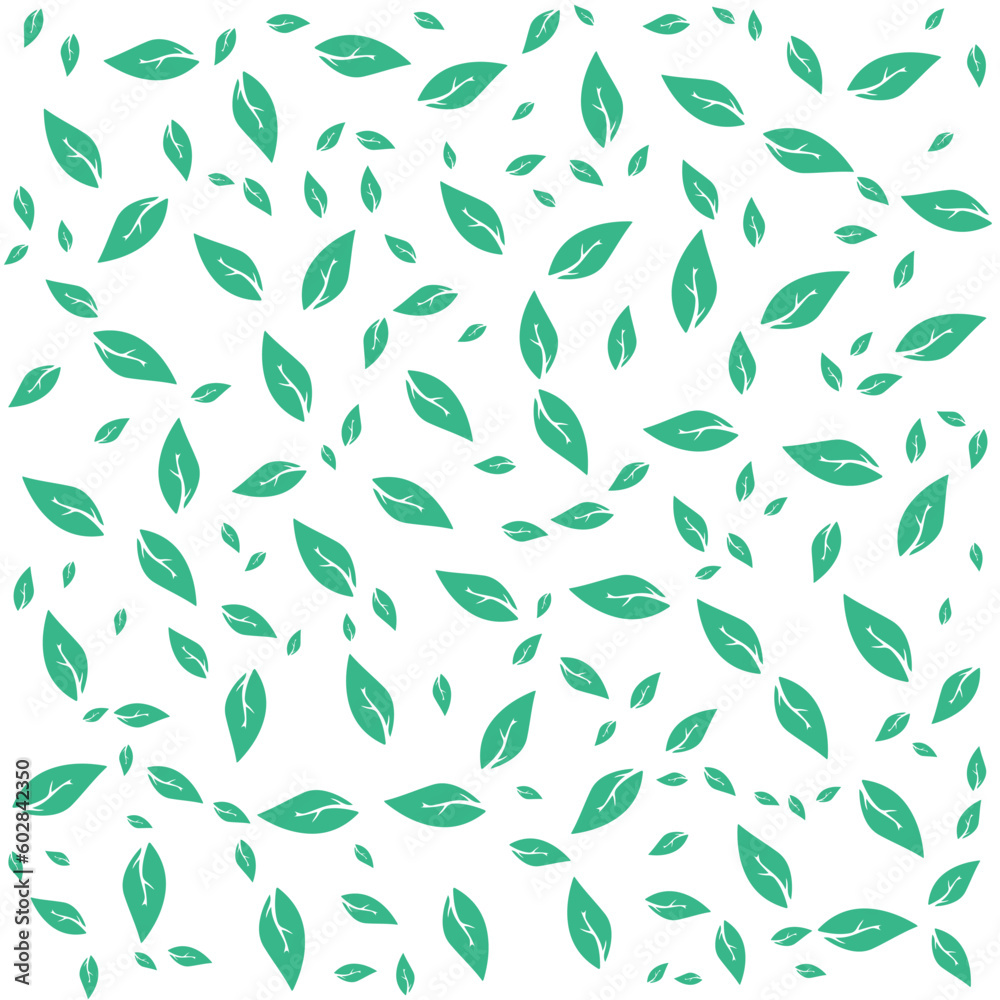 A pattern of green leaves on a white background A pattern of green leaves on a white background