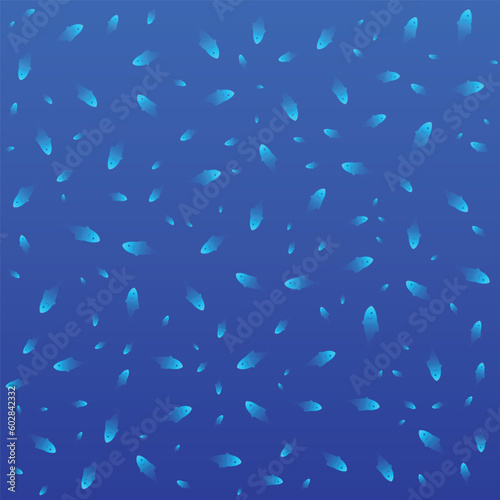 A blue background with a fish swimming in the water.