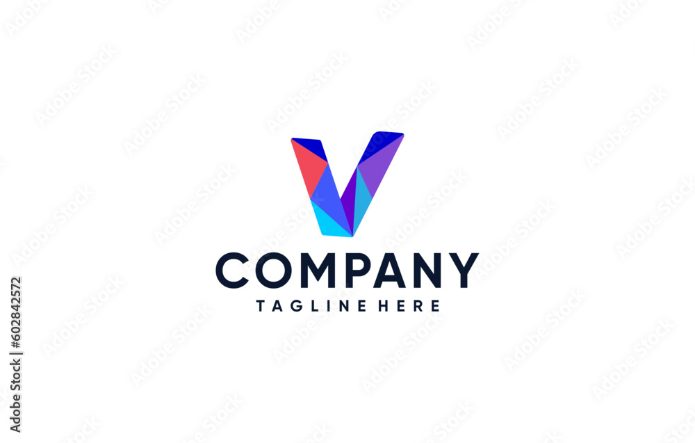 V letter logo design colored illustration minimal style logo design V letter logo design colored illustration minimal style logo design