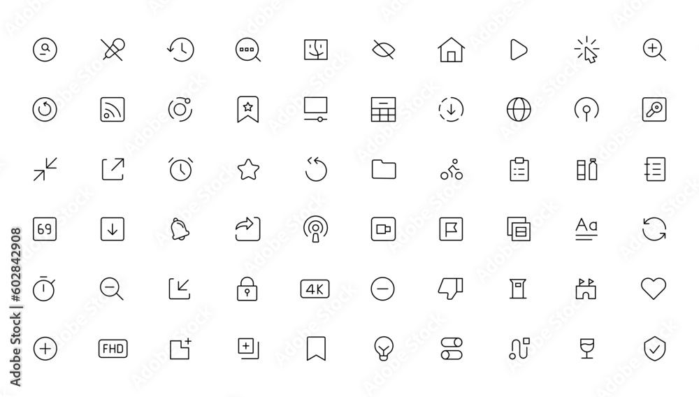 Pixel Perfect. Basic User Interface Essential Set. Line Outline Icons. For App, Web, Print. Editable Stroke. Pixel Stroke Wide with Round Cap and Round Corner