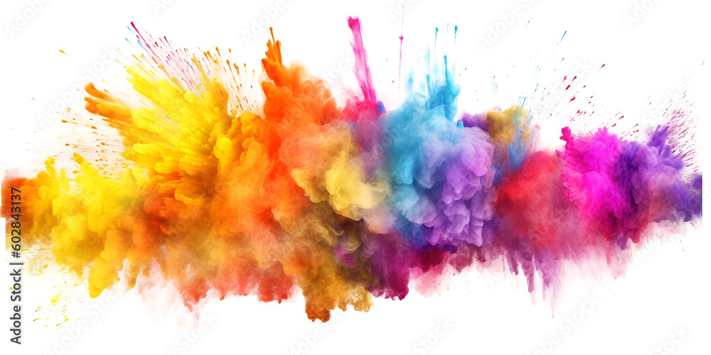  Animation of a colorful rainbow smoke pattern isolated on white background generative ai - obrazy, fototapety, plakaty 