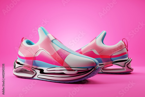 Sneaker premium 3d Render Object isolated on a pink background