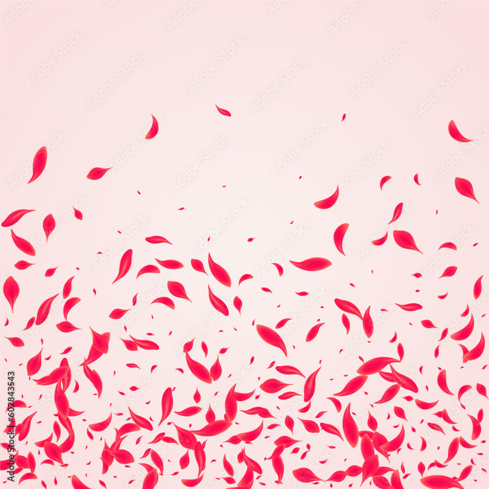 Scarlet Floral Vector Pink Background. Japanese