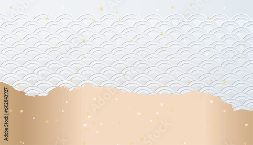 波柄　和風背景イラスト　エンボス
