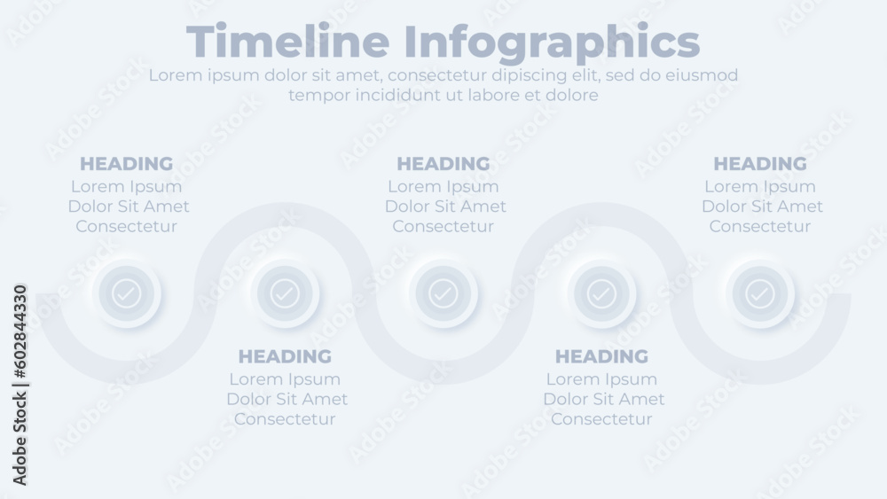 Fototapeta premium Business timeline neumorphic infographic presentation slide template