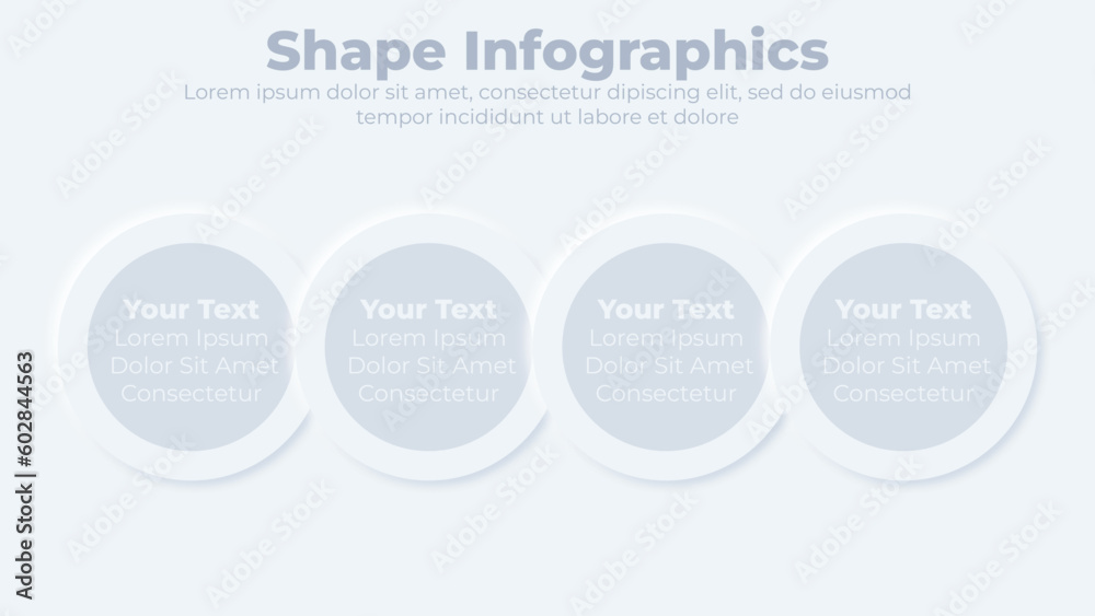 neumorphic business flow chart infographic creative concept with 4 steps presentation template