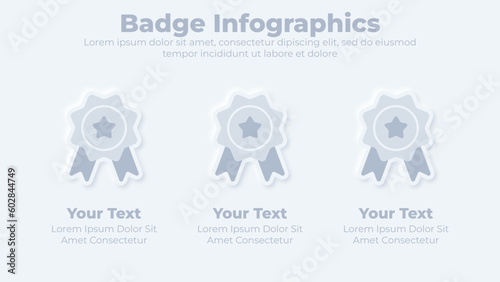 Neumorphic reward badge infographic presentation template