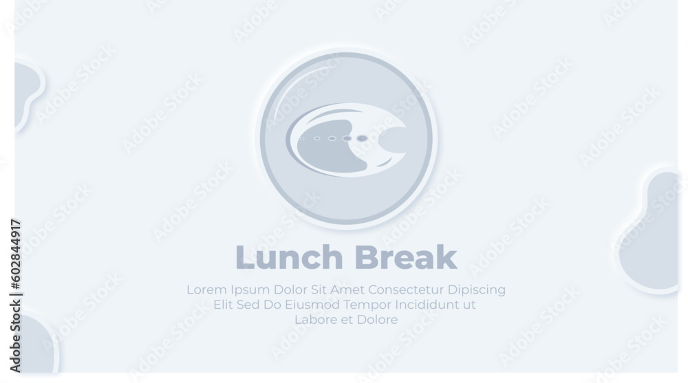 Neumorphic lunch break with fish on plate infographic presentation template Neumorphic lunch break with fish on plate infographic presentation template