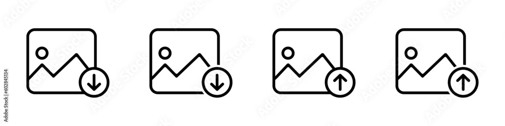 Download or upload picture vector icons set Download or upload picture vector icons set