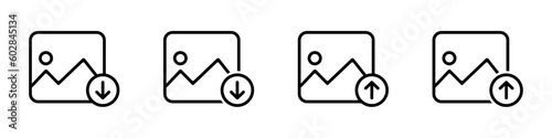 Download or upload picture vector icons set