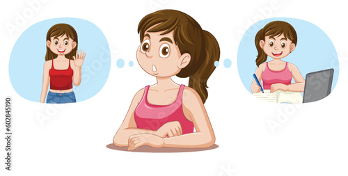 Teenage Girl with Thinking Bubble