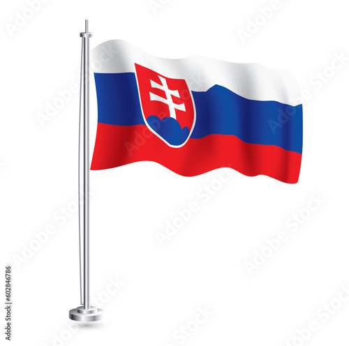 Free Download Slovakian Flag. Isolated Realistic Wave Flag of Slovakia Country on Flagpole. - GFXLoad