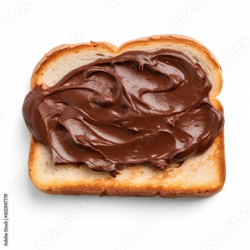 Toast with cocoa paste isolated on a white background