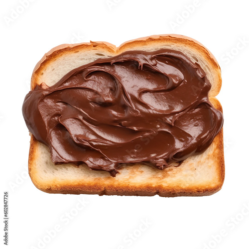 Toast with cocoa paste isolated on a white background