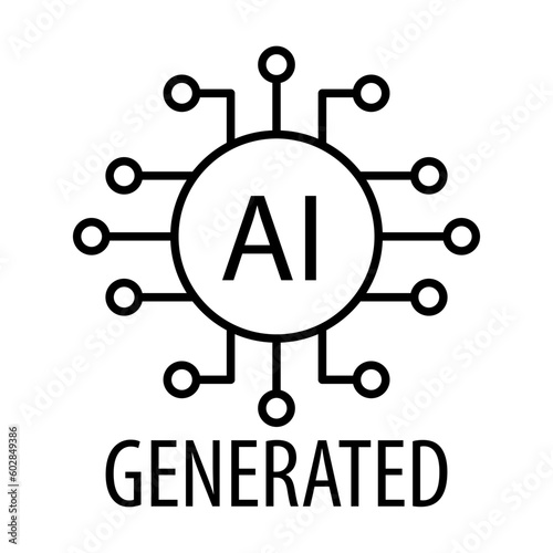 Artificial intelligence generated icon vector AI sign for graphic design, logo, website, social media, mobile app, UI illustration.