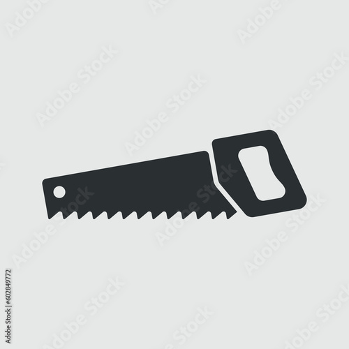 Saw or hacksaw. Simple black and white vector icon. Vector illustration