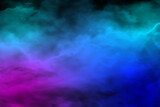 Colorful smoke Isolated black background. Smoke steam moves on a black background. Fog texture.