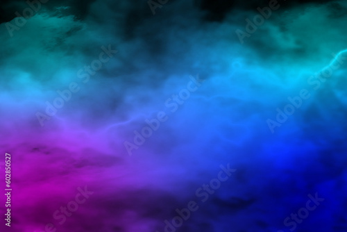 Colorful smoke Isolated black background. Smoke steam moves on a black background. Fog texture.