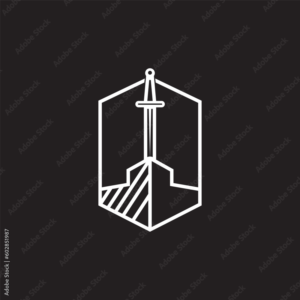 sword monument logo icon illustration. sword monument logo icon illustration.
