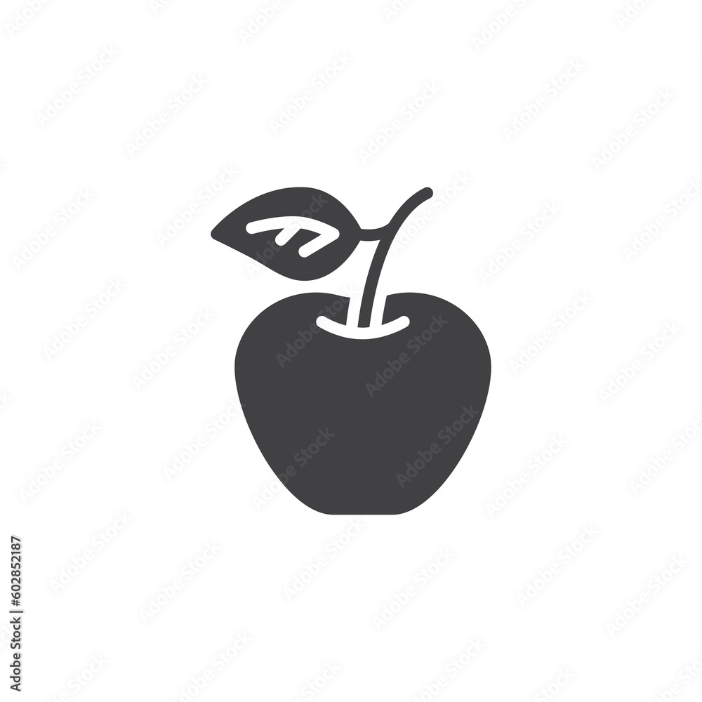 Obraz premium Apple with leaf vector icon