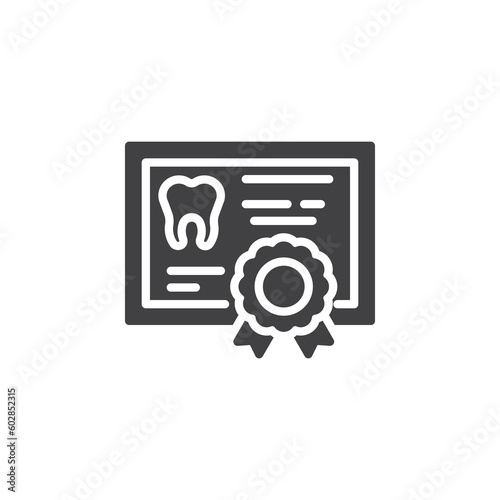 Dental certificate vector icon