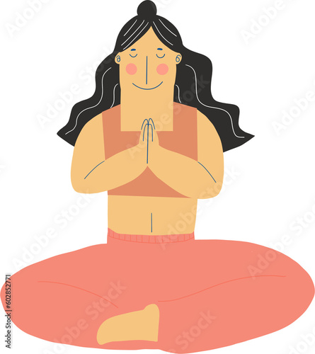 Man training meditate in yoga lotus posture illustration isolated background