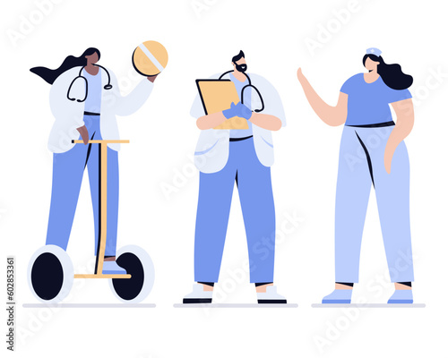 medical man people vector doctors and nurses doctor on segway with tablet