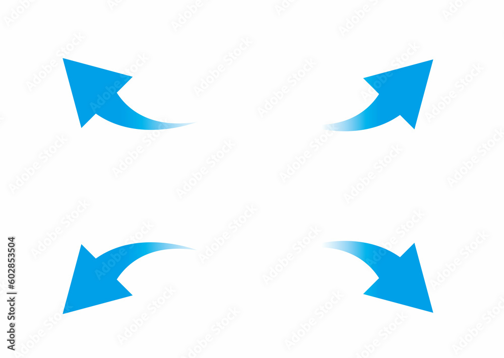 Fototapeta premium 青グラデーションの外側に向かう矢印