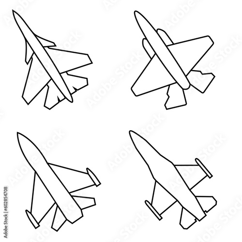 Fighter jet icon vector set. Air Force illustration sign collection. aviation symbol.