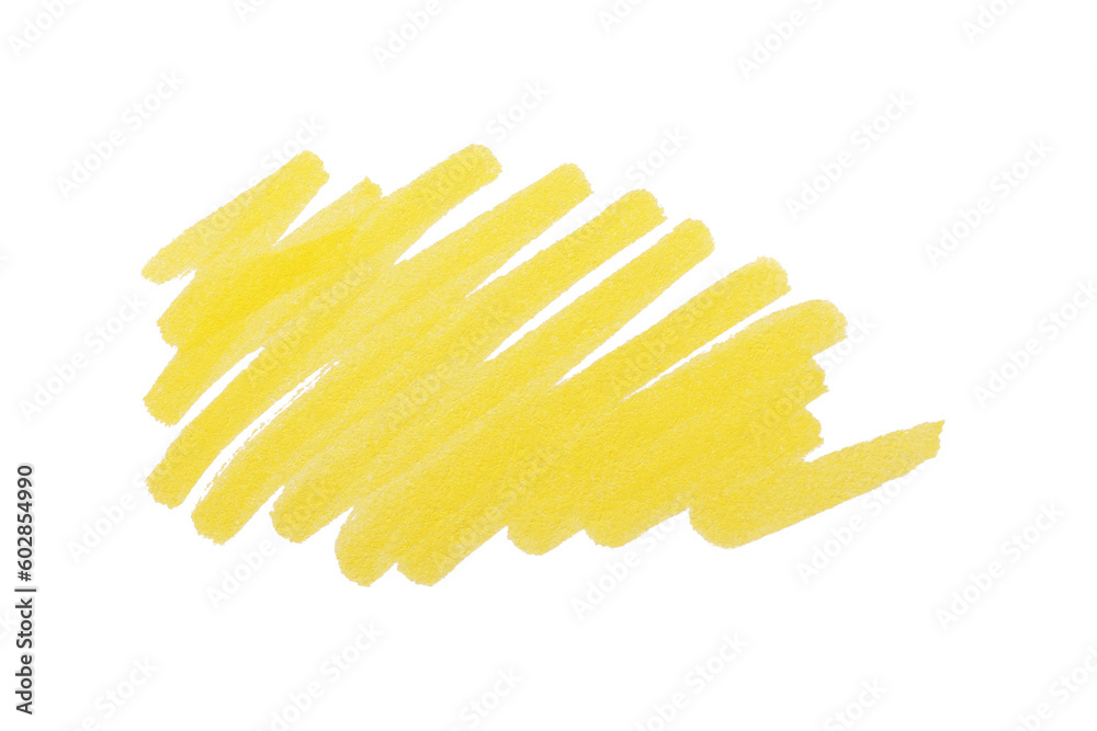 Stroke drawn with yellow marker isolated on white, top view Stroke drawn with yellow marker isolated on white, top view