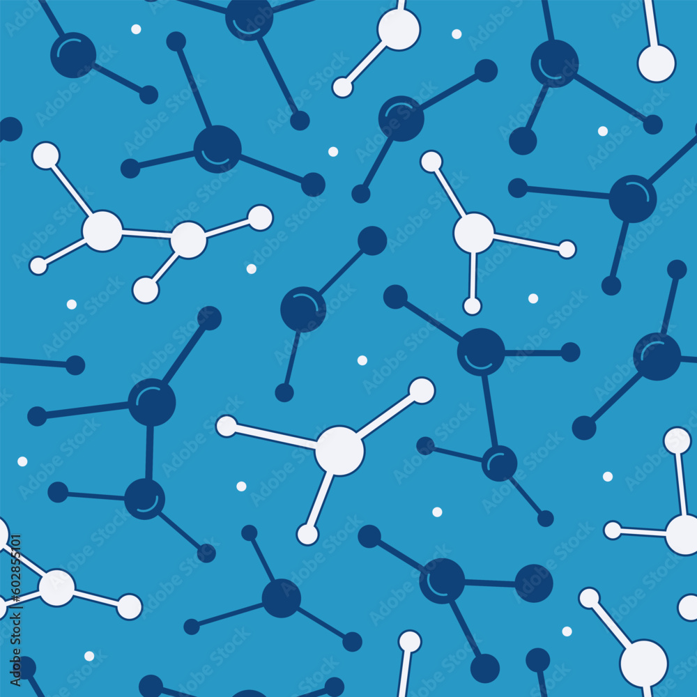 seamless blue pattern molecules chemistry laboratory vector seamless blue pattern molecules chemistry laboratory vector