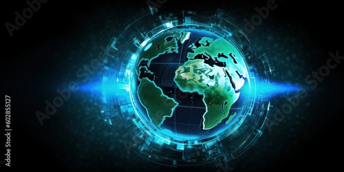 Cyber Earth Background, Futuristic Digital World and Global Technology. Generative Ai