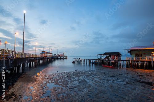Clan jetty in Penang. Penang heritage culture. Unesco World Heritage Site in Malaysia.