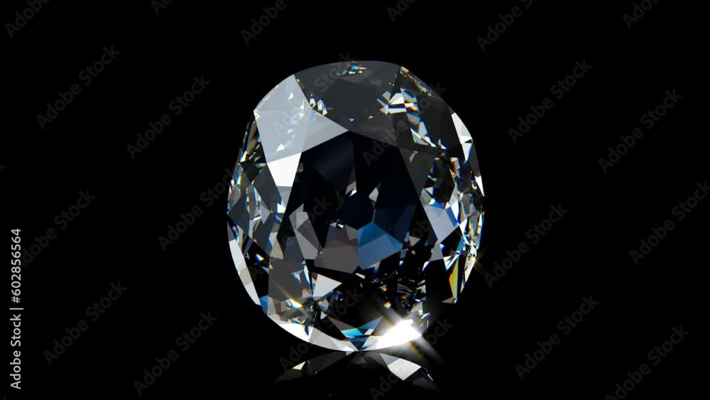 Koh-i-noor diamond rotating on black glossy background. Seamless loop 3d animation Koh-i-noor diamond rotating on black glossy background. Seamless loop 3d animation