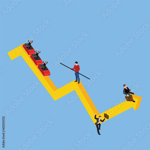 Navigating uncertain - volatile market isometric 3d vector illustration concept for banner, website, illustration, landing page, flyer, etc