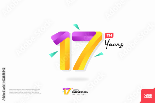 Number 17 logo icon design, 17th birthday logo number, anniversary 17