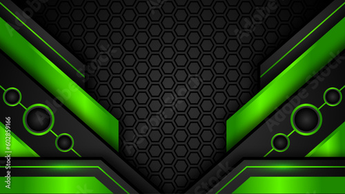modern futuristic black and green esport background. design of sport banner, poster, advertisement, promotion