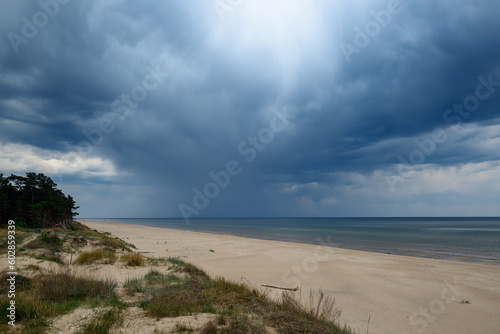 Fototapeta Naklejka Na Ścianę i Meble -  Clouds over Baltic sea, Bernati, Latvia.