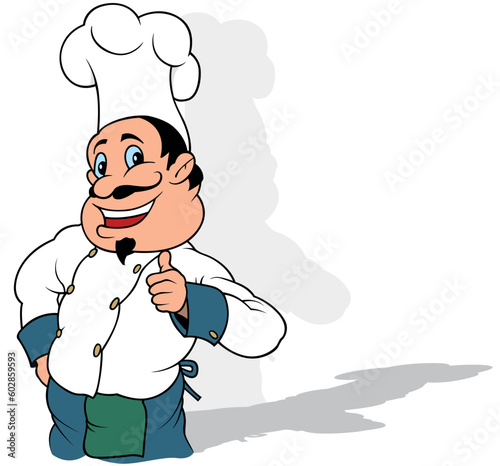 Smiling Chef in White Uniform with Thumb Up