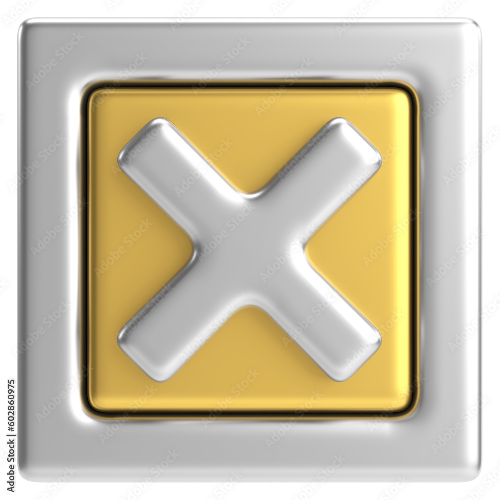 3D close button. Cross sign. 3D illustration. 3D close button. Cross sign. 3D illustration.